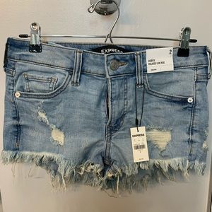 Shortie relaxed low rise blue denim shorts